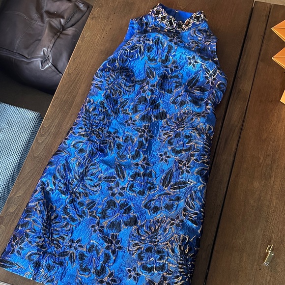 Lilly Pulitzer Blue and Black Floral Sleeveless Dress Sz 0 Zero Brandi Shift - Picture 5 of 15